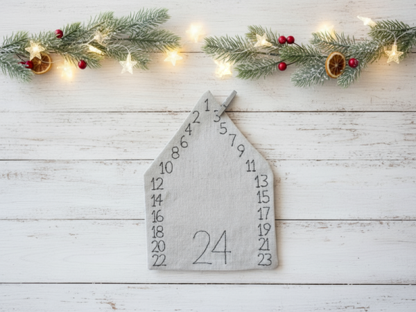 Blanko Adventskalenderhaus aus Stoff - ITH-Stickdatei